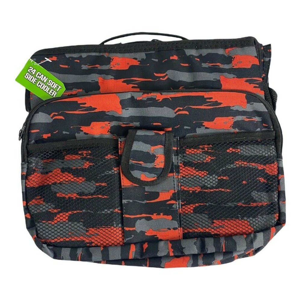 Trueliving 24 Can Cooler Insulated 4 Front Compartments Shoulder Strap Black NEW
